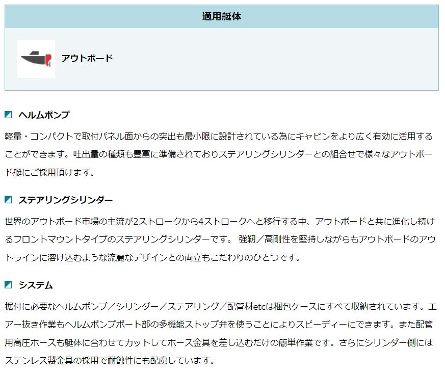 【秋涼セール!!】 ユニカス油圧操舵装置MHS-32VX-P (パネル)