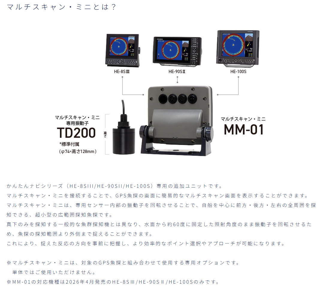 MM-01 マルチスキャン・ミニ （HE-8SIII/HE-90SII/HE-100S）専用の追加ユニット オプション MM-01単体ではご使用いただけません