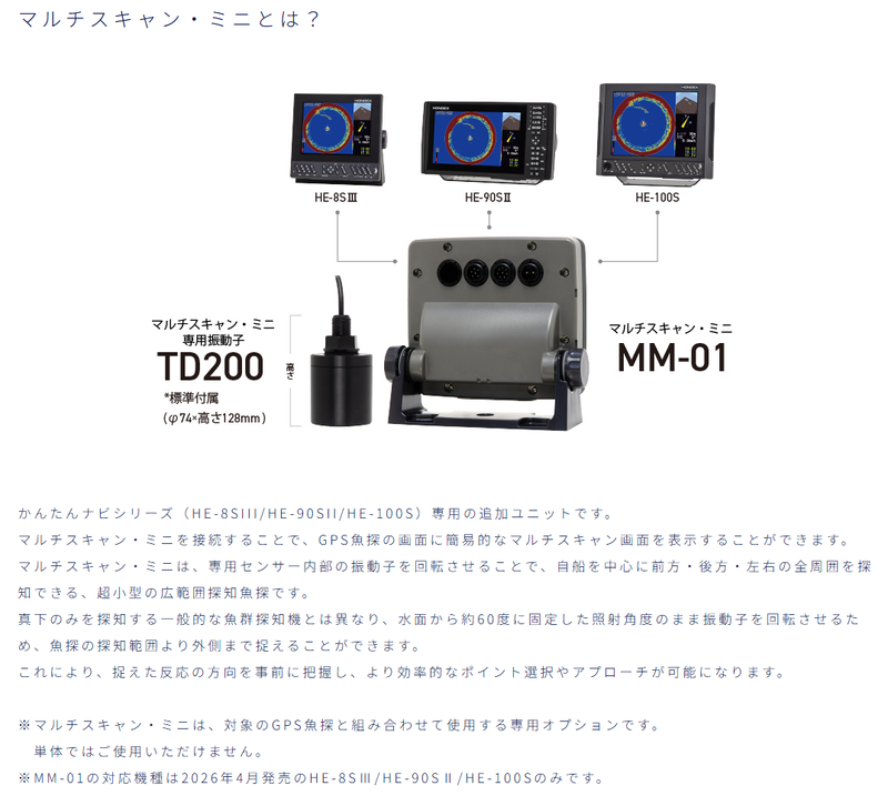 MM-01 マルチスキャン・ミニ （HE-8SIII/HE-90SII/HE-100S）専用の追加ユニット オプション MM-01単体ではご使用いただけません